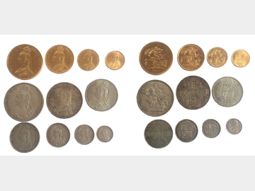 1887 Queen Victoria Jubilee Head 11 Coin Gold & Silver Set.