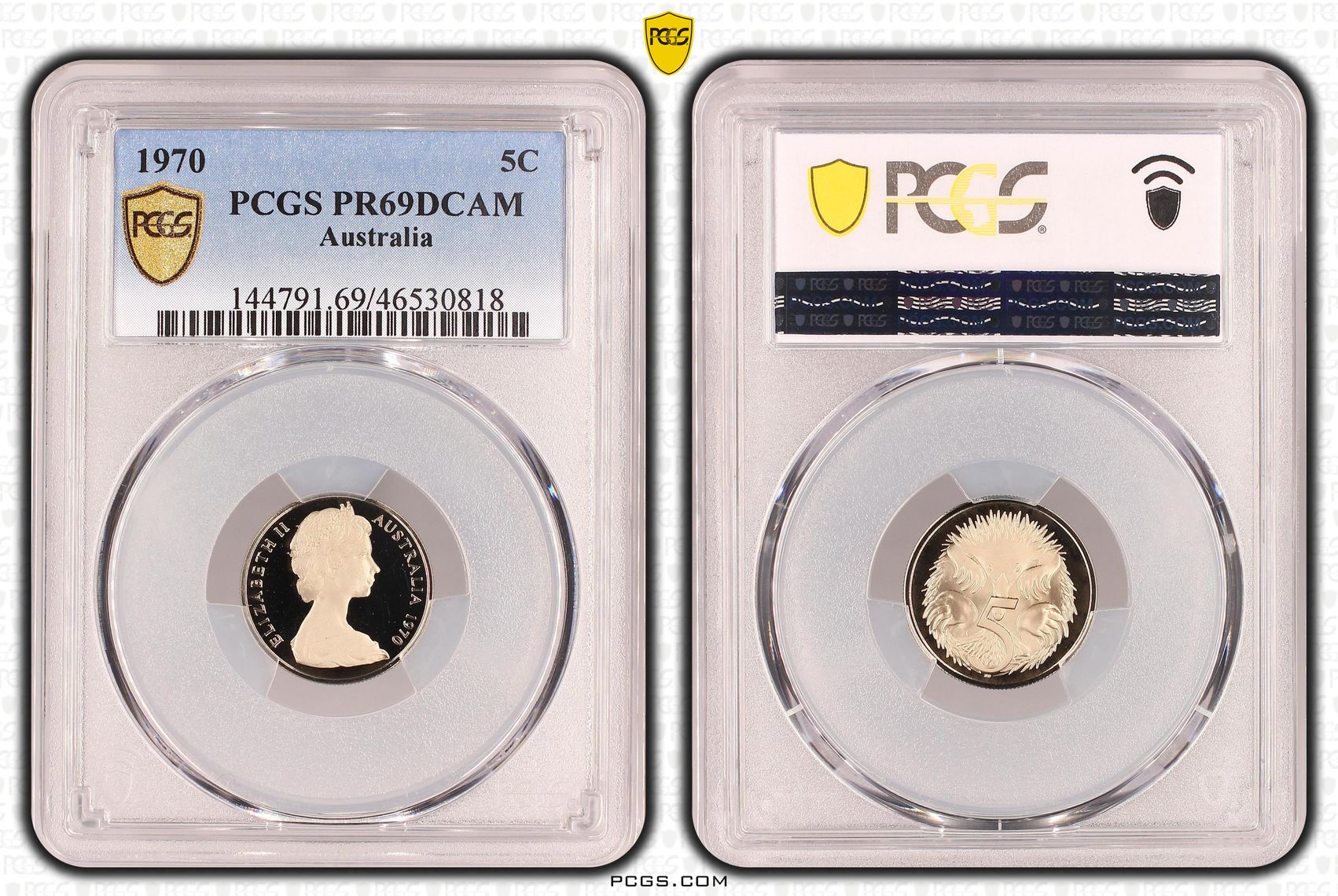 Elizabeth II, Five Cent, 1970, PCGS PR69DCAM