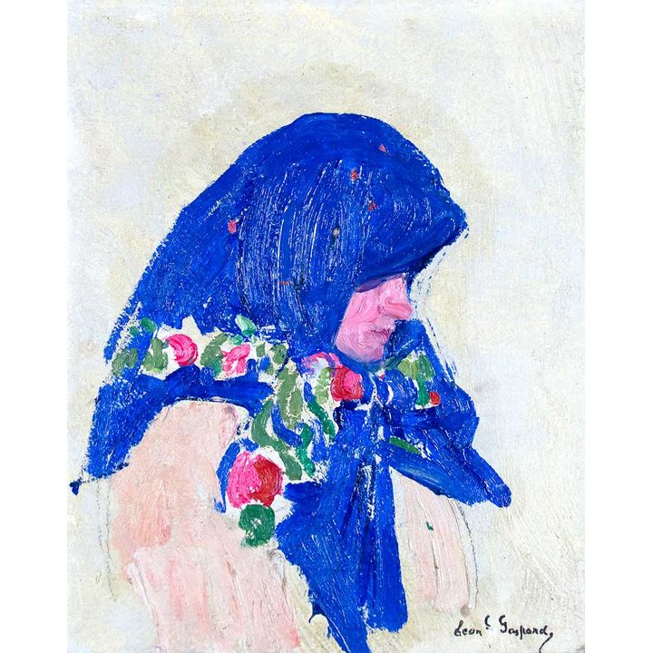 Woman in Blue Babushka by Leon Gaspard (1882-1964)