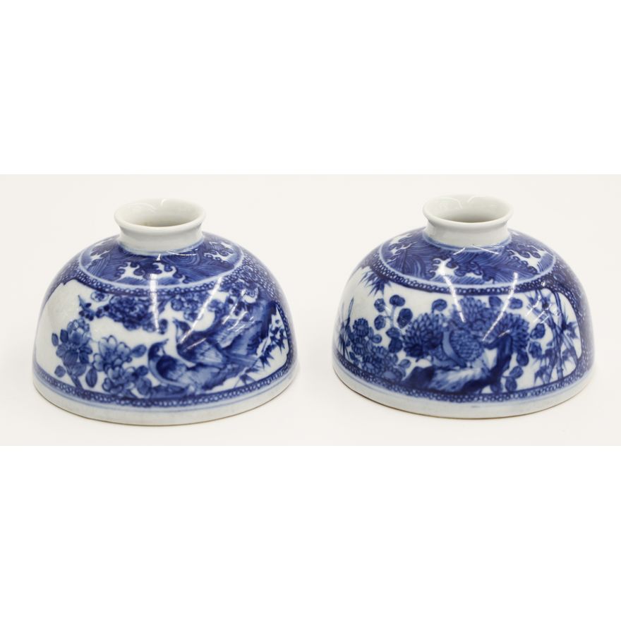 Pair Chinese Blue & White Beehive Water Pots