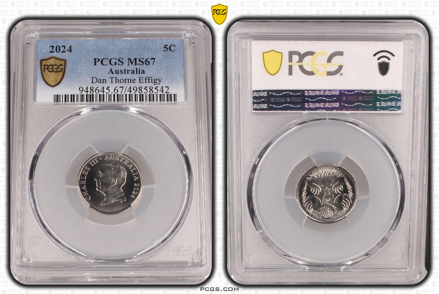 127 · Charles III, Dan Thorne Effigy , Five Cent, 2024, PCGS MS67