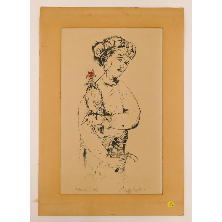 Rudy Pozzati 'Falconer' S/N Lithograph Unframed- 24.5x17''