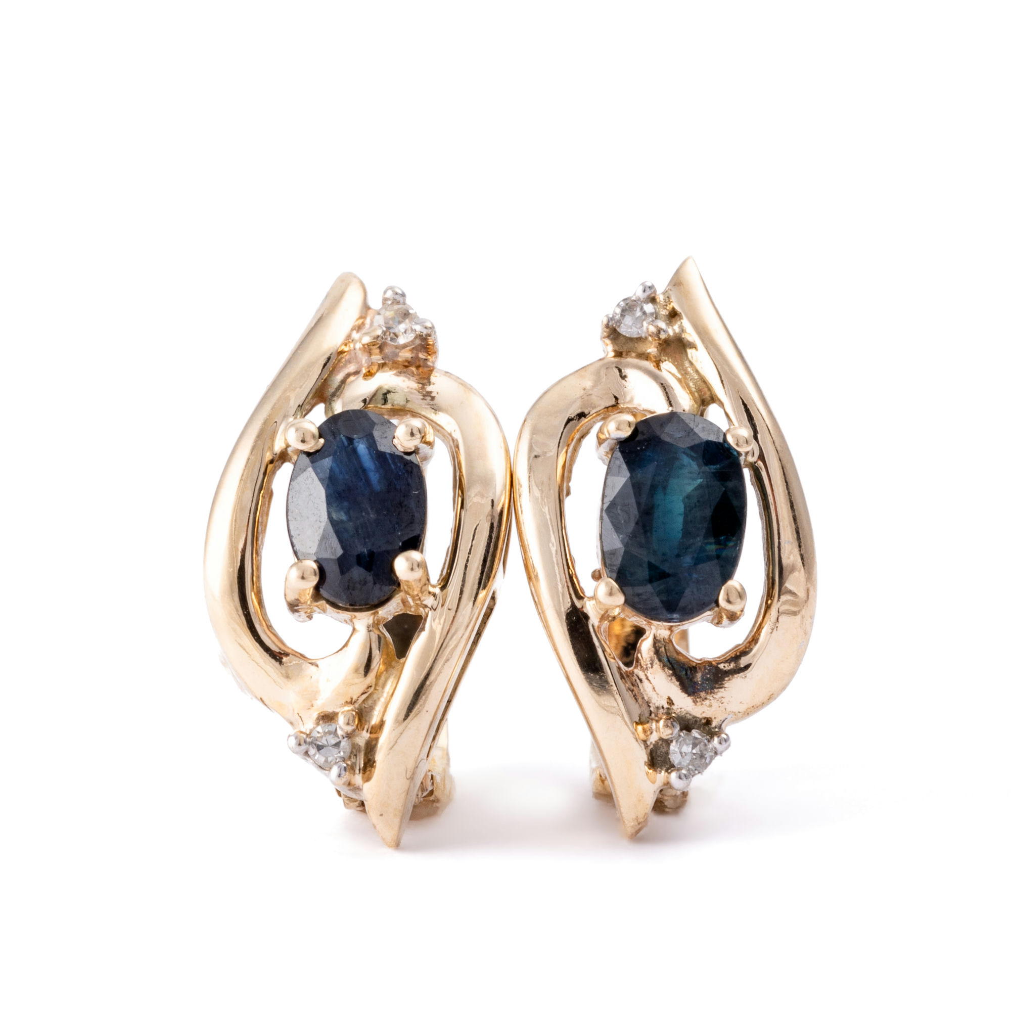 Sapphire & Diamond Earrings 9ct Gold,