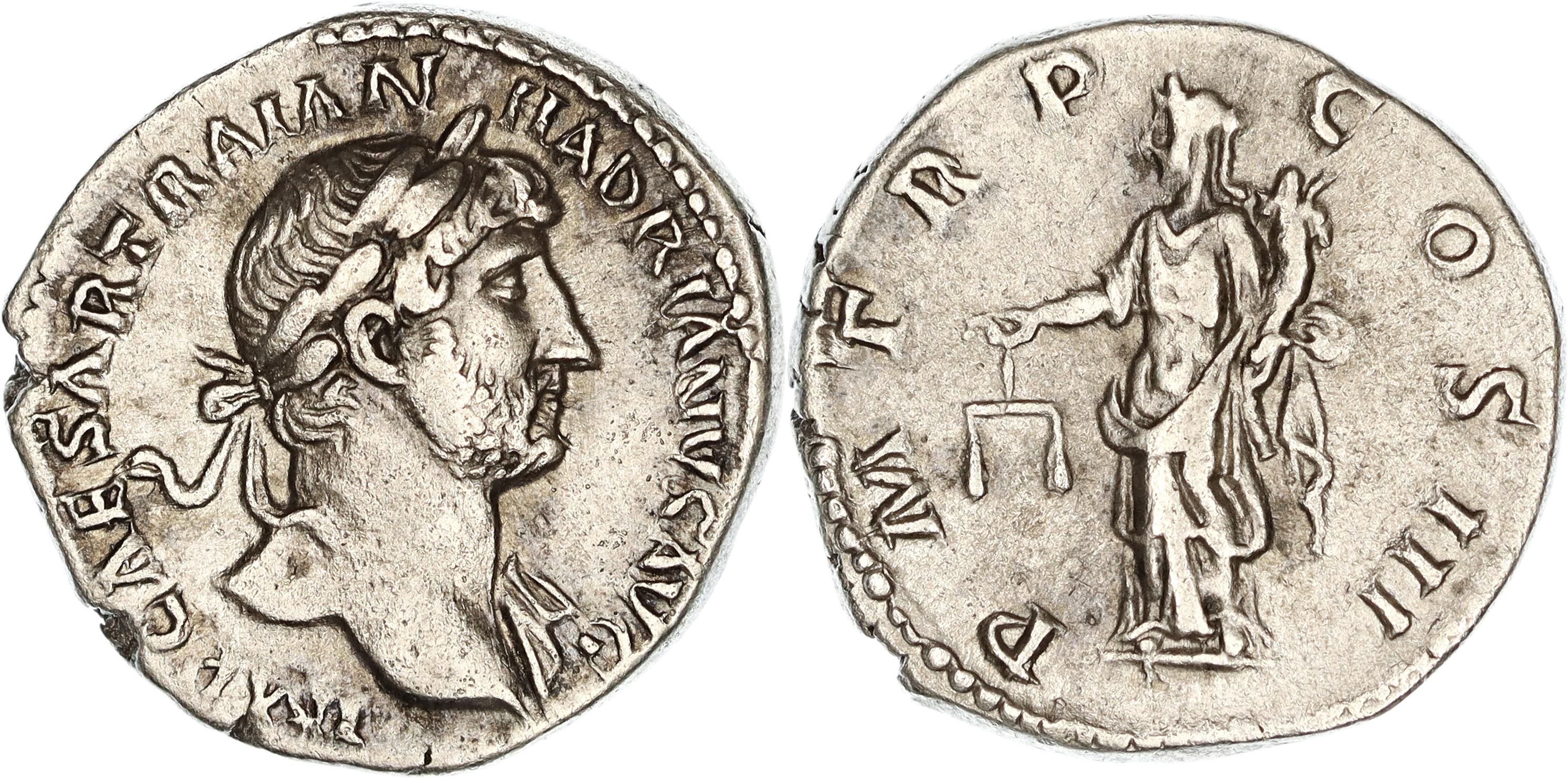 Roman Empire, Hadrian, Silver Denarius, 120-121 AD, nVF