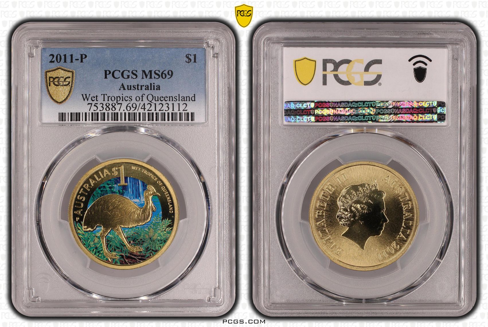 Wet Tropics of Queensland Colorized, One Dollar, 2011-P, PCGS MS69