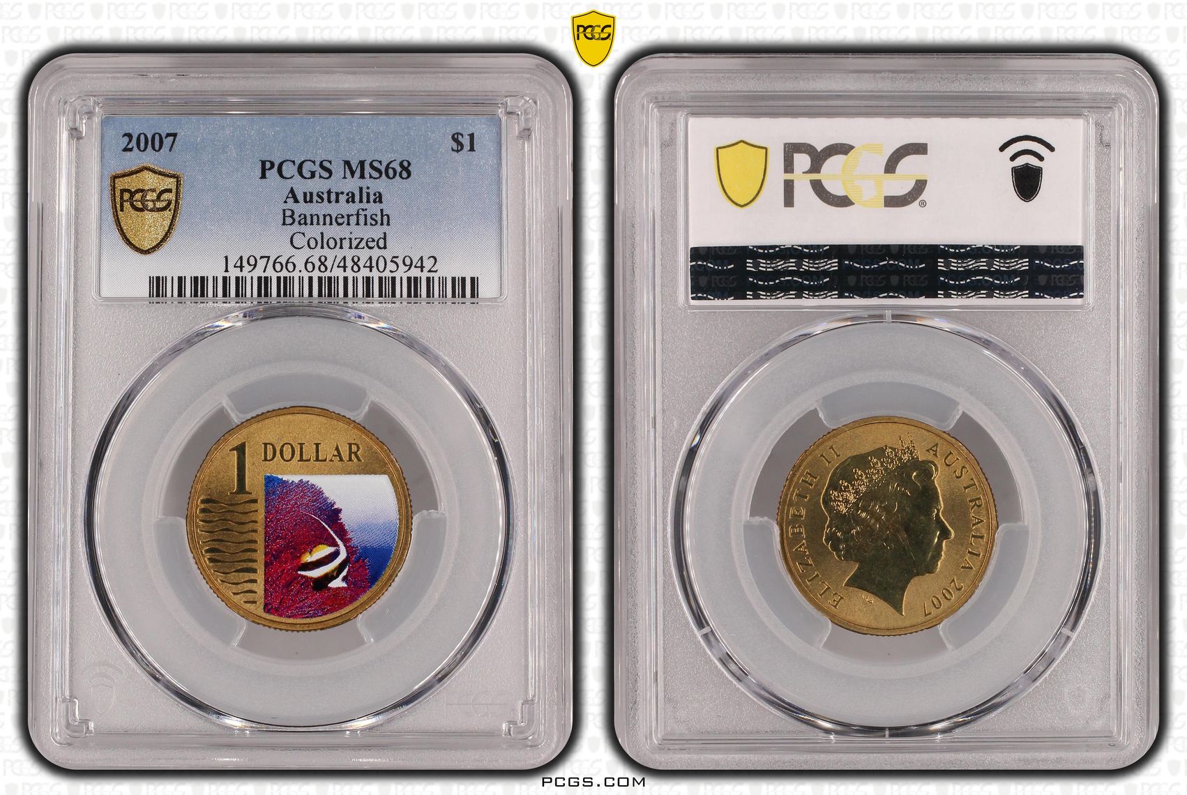 220 · Elizabeth II, Bannerfish, One Dollar, 2007, PCGS MS68