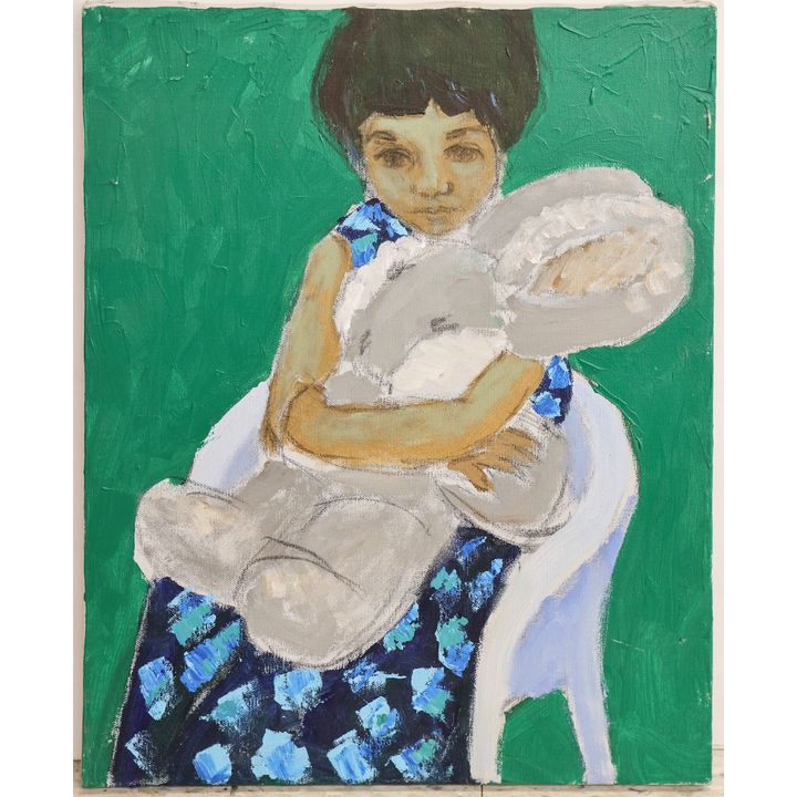 Jack McLarty ''Girl with Doll'' Acrylic on Canvas 20''x16'' - Unsigned