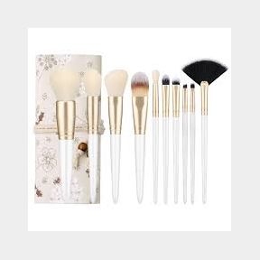 Classical 8 Piece Premium Makeup Brush Set with Floral Travel Bag Blue - Everglitz Makeup Accessories-- 51745/26209