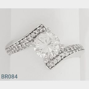 STERLING SILVER 'JEMMA' RING WITH CZ'S (SIZE P) - 51543/234