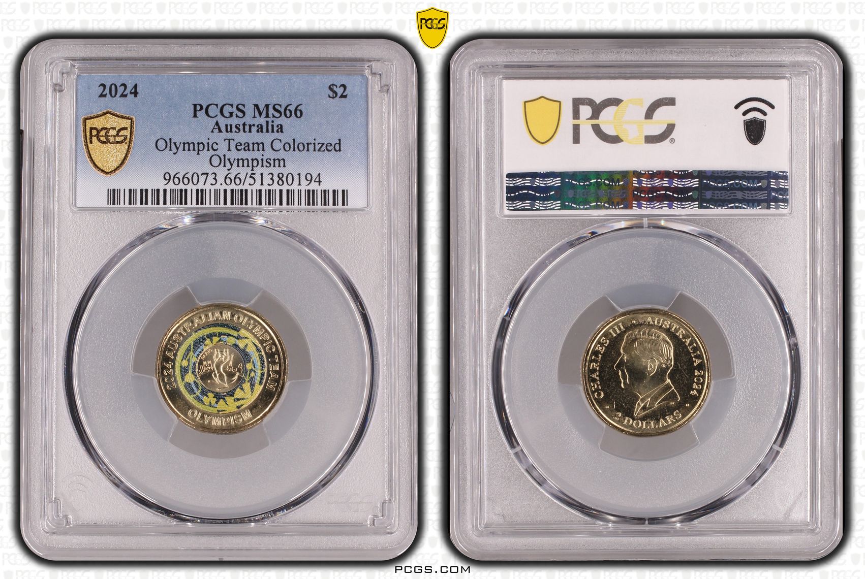 Olympic Team Colorized Olympism, Two Dollar, 2024, PCGS MS66