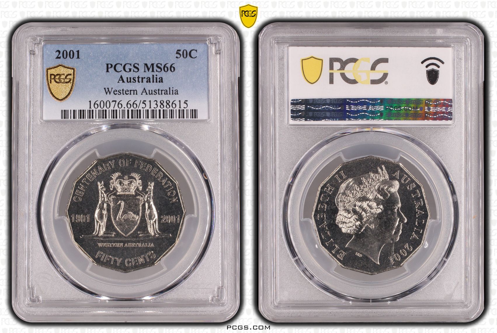 Western Australia, Fifty Cent, 2001, PCGS MS66