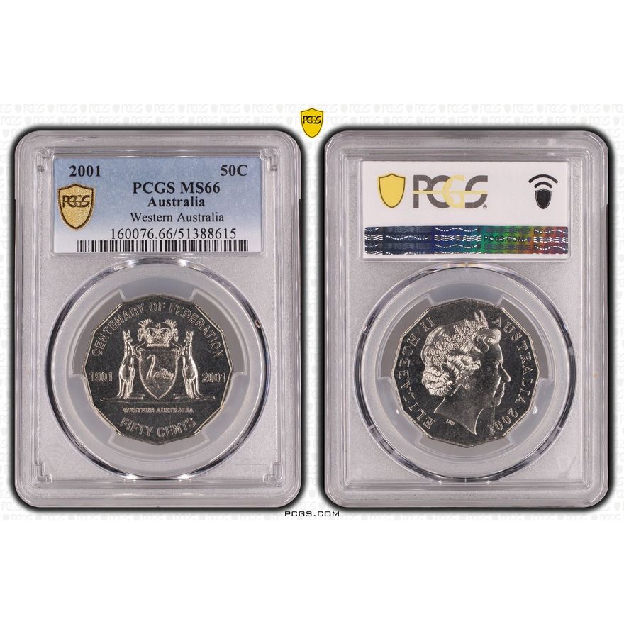 Western Australia, Fifty Cent, 2001, PCGS MS66