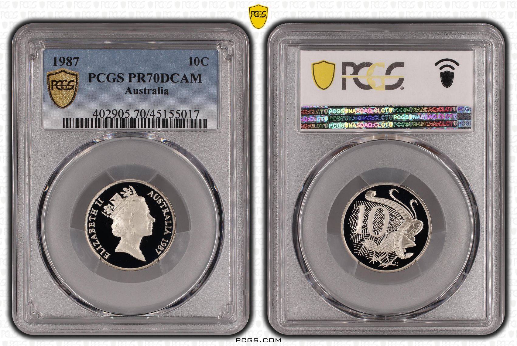 1987 Australia Ten Cent, 10c PCGS - PR70DCAM POP 15/0 -017