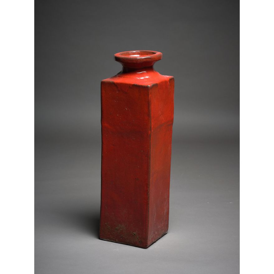 Potter Unknown - Square section red floor vase