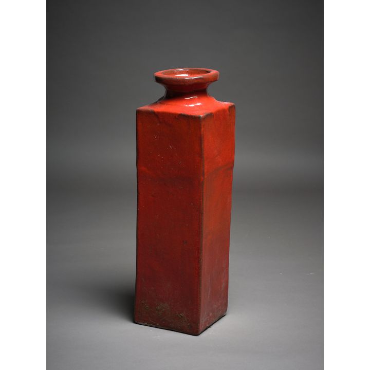 Potter Unknown - Square section red floor vase