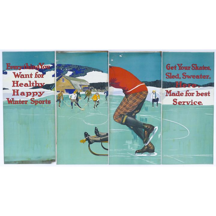 4pc 1920's Winchester Advertising Signs- Ice Skates