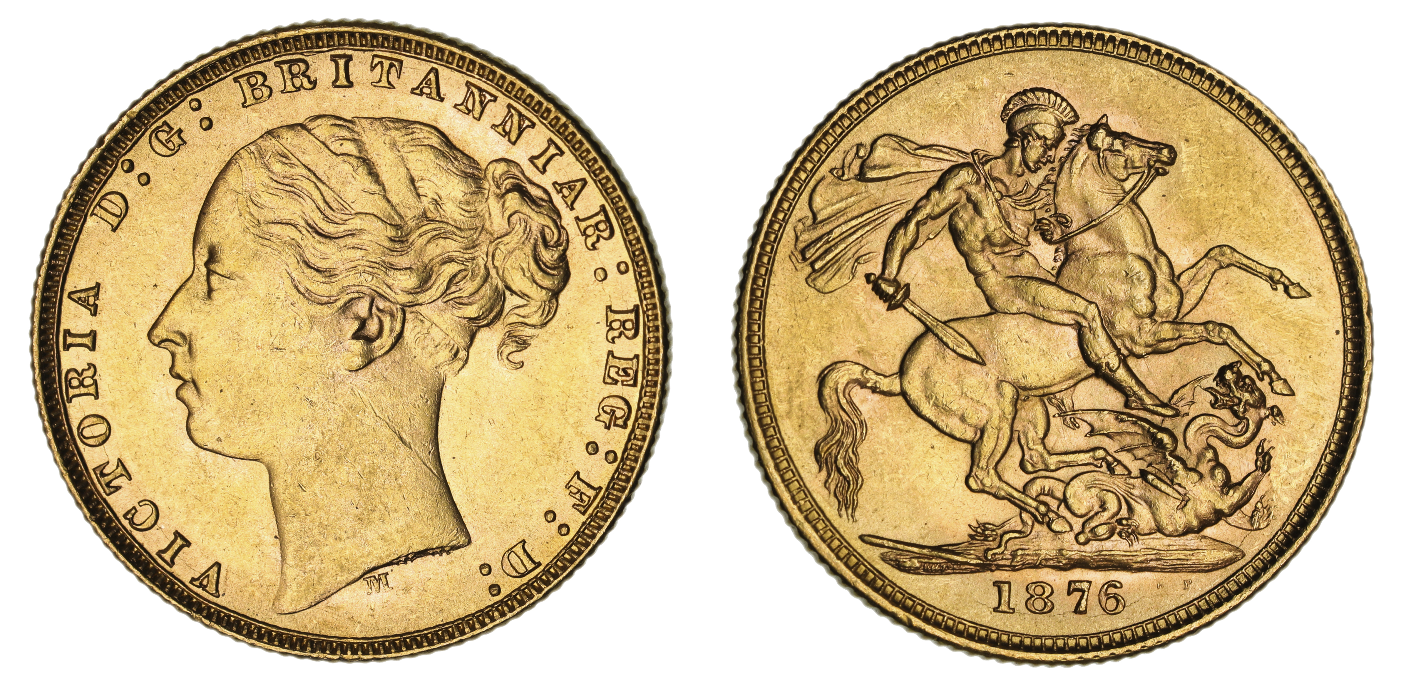 Victoria, St. George Reverse - Melbourne Mint - Young, Sovereign, 1876, UNC
