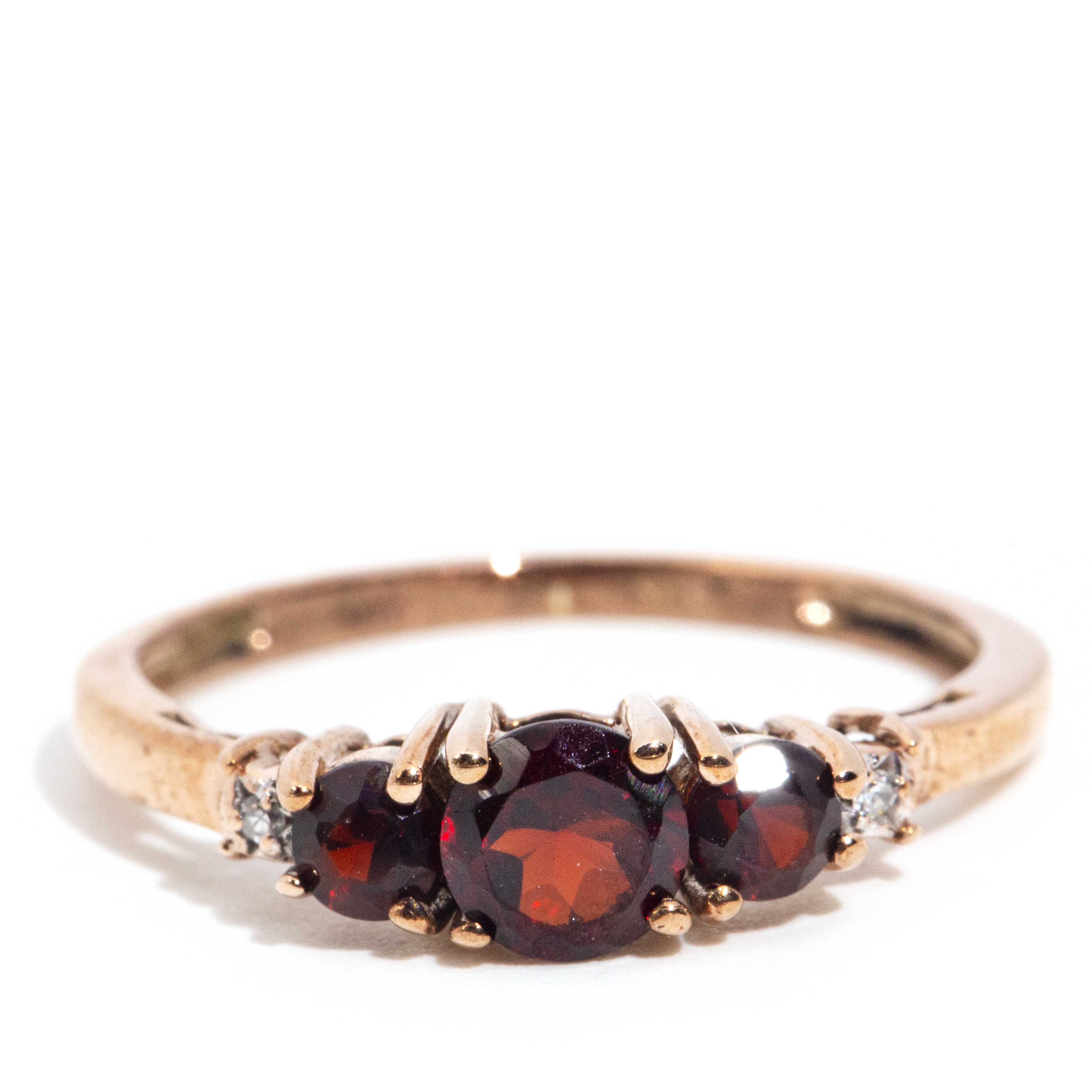 Rose Gold Garnet & Diamond Ring