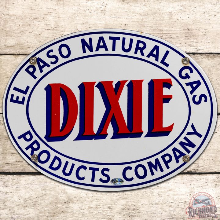 Dixie El Paso Natural Gas Products Company SS Porcelain Oval Sign