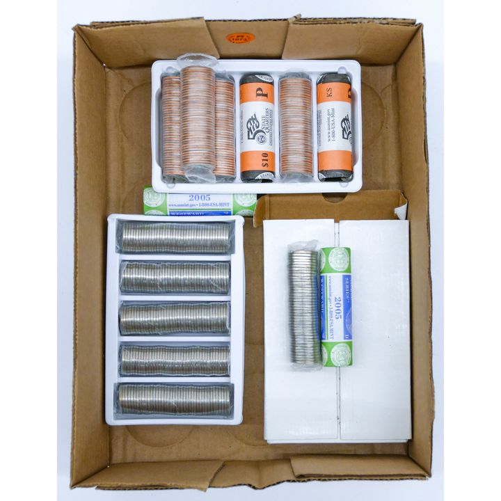 Box US $76 Face Value Quarter & Nickel Rolls