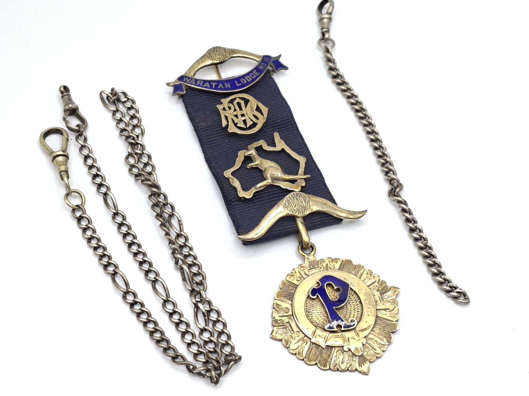1120 · SILVER GILT LODGE MEDAL AND CHAINS
