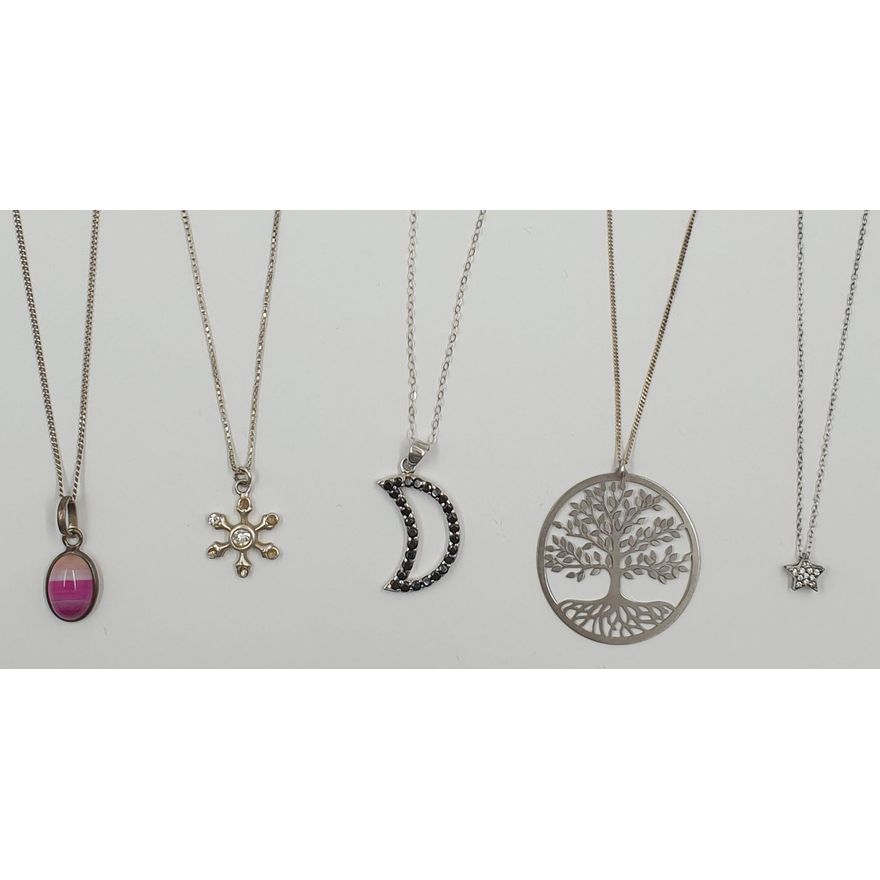 Stg. Silver Necklace & Pendants (x5)