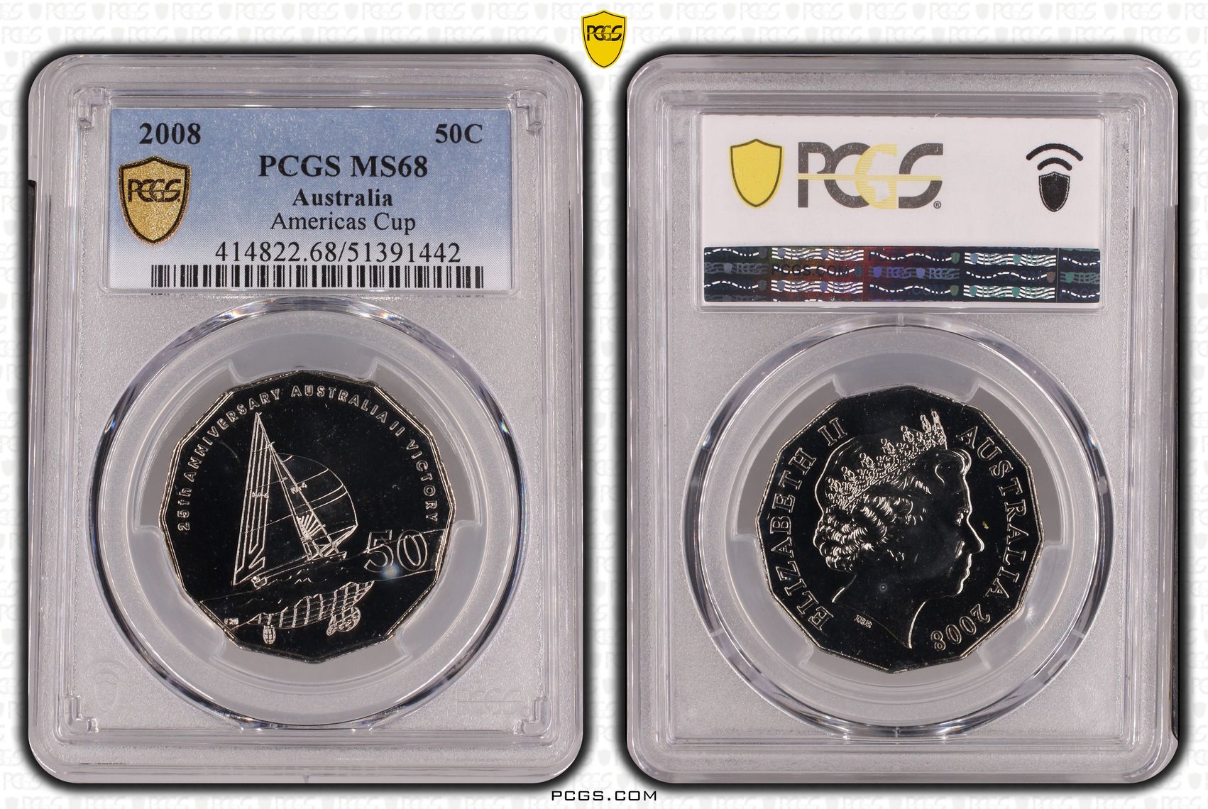 Americas Cup, Fifty Cent, 2008, PCGS MS68
