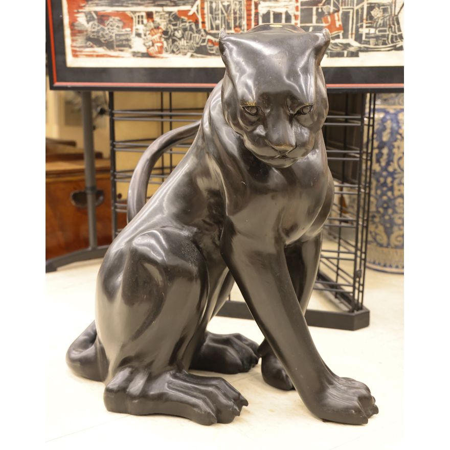 Black Panther Large Bronze Floor Sculpture 26''x24''