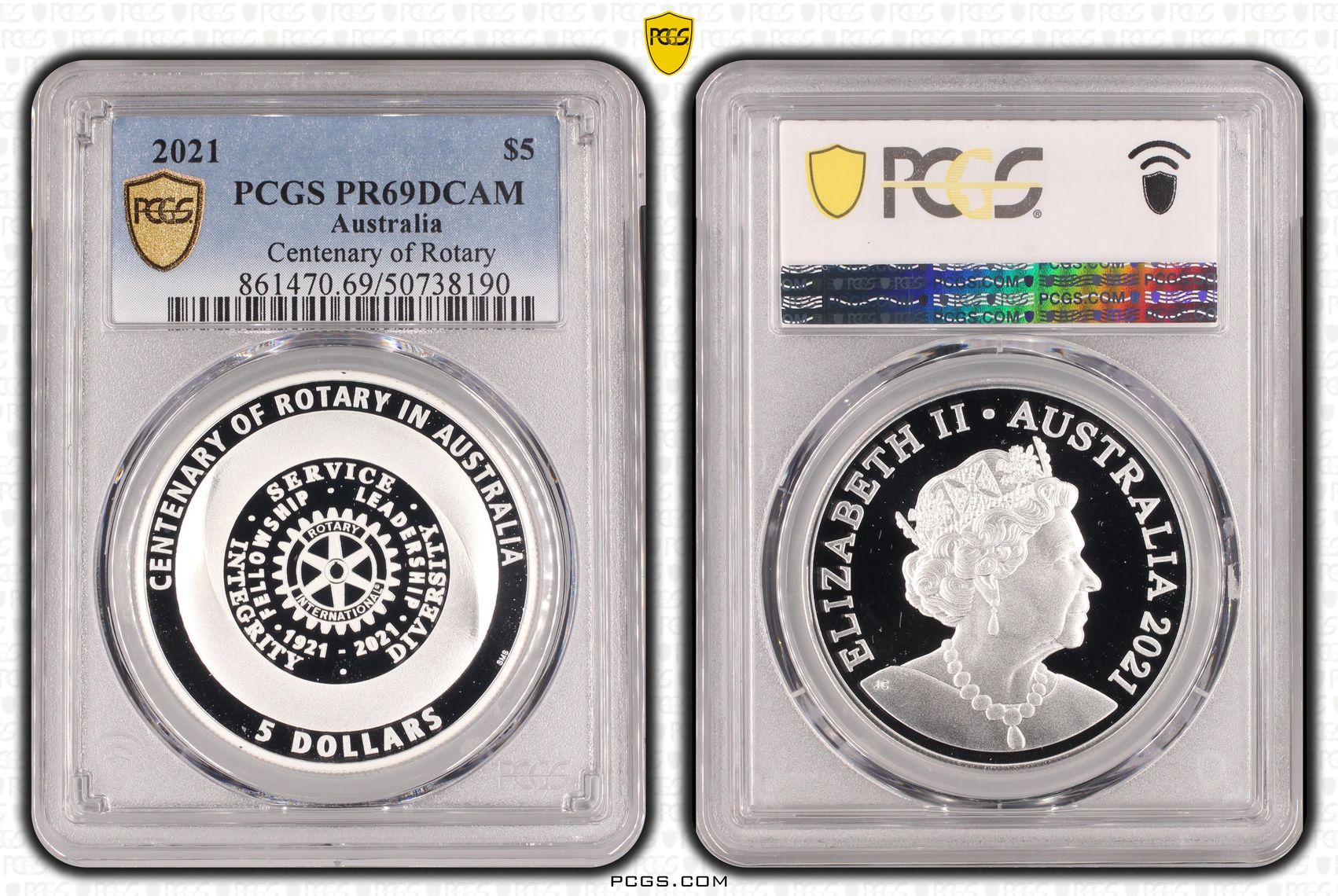 Centenary of Rotary , Five Dollar, 2021, PCGS PR69DCAM