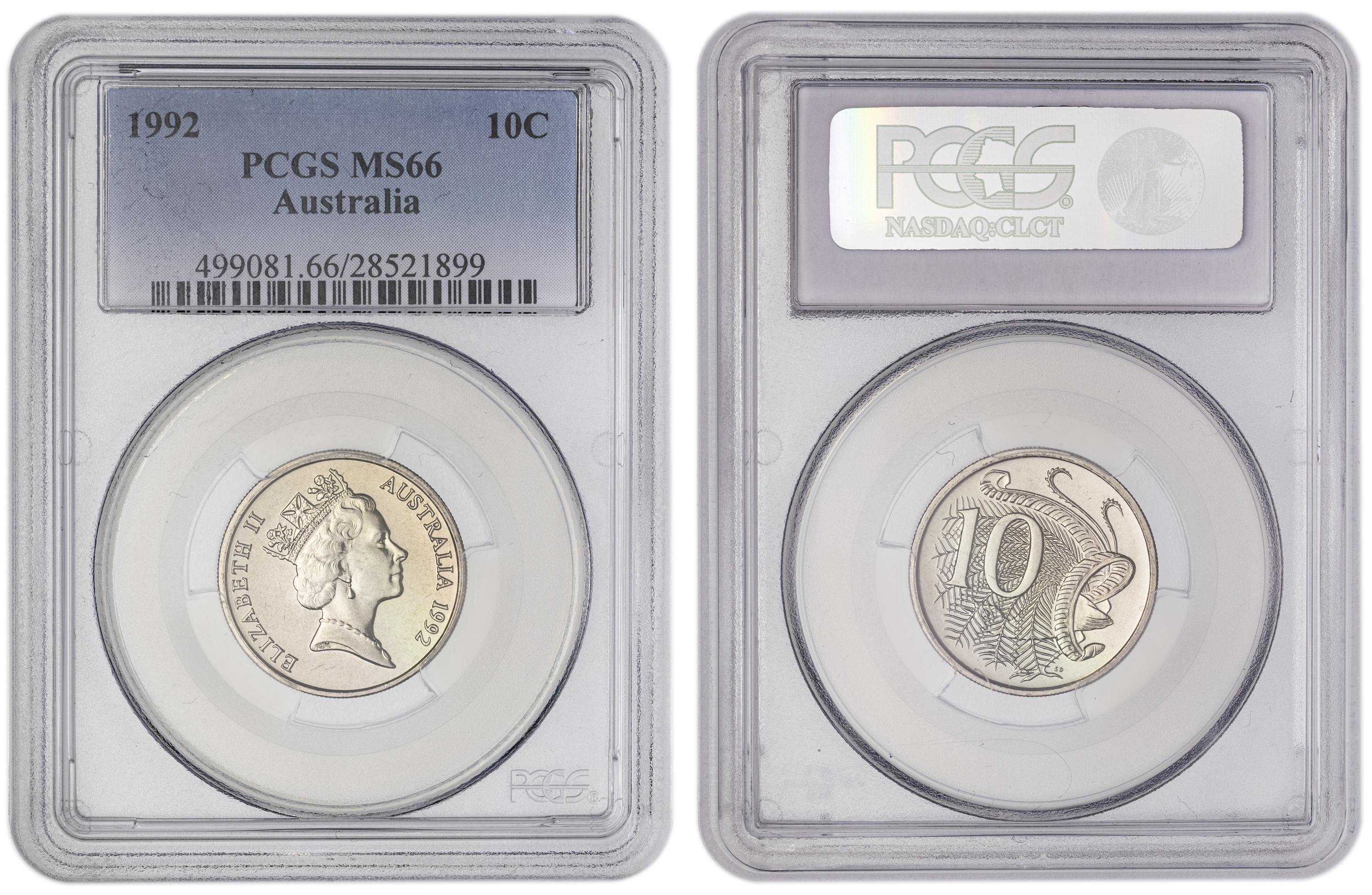 , Ten Cent, 1992, PCGS MS66