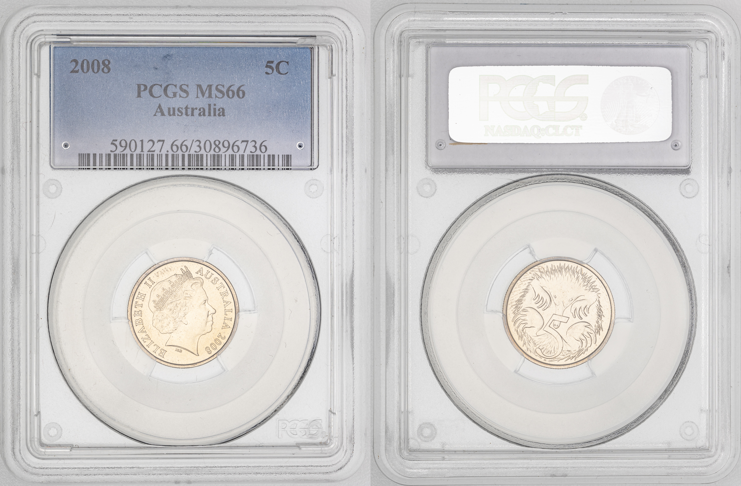181 · Elizabeth II, Five Cent, 2008, PCGS MS66