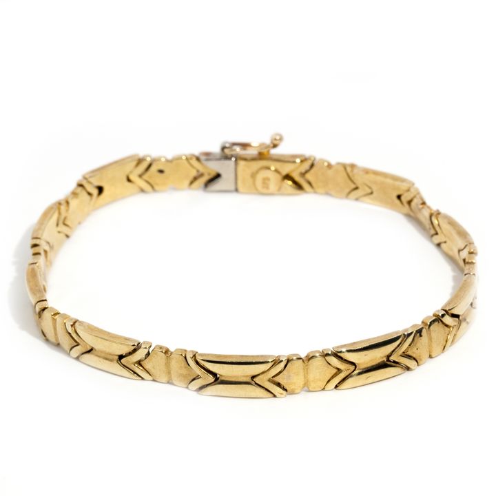 9 Carat Gold Geometrical Link Bracelet,