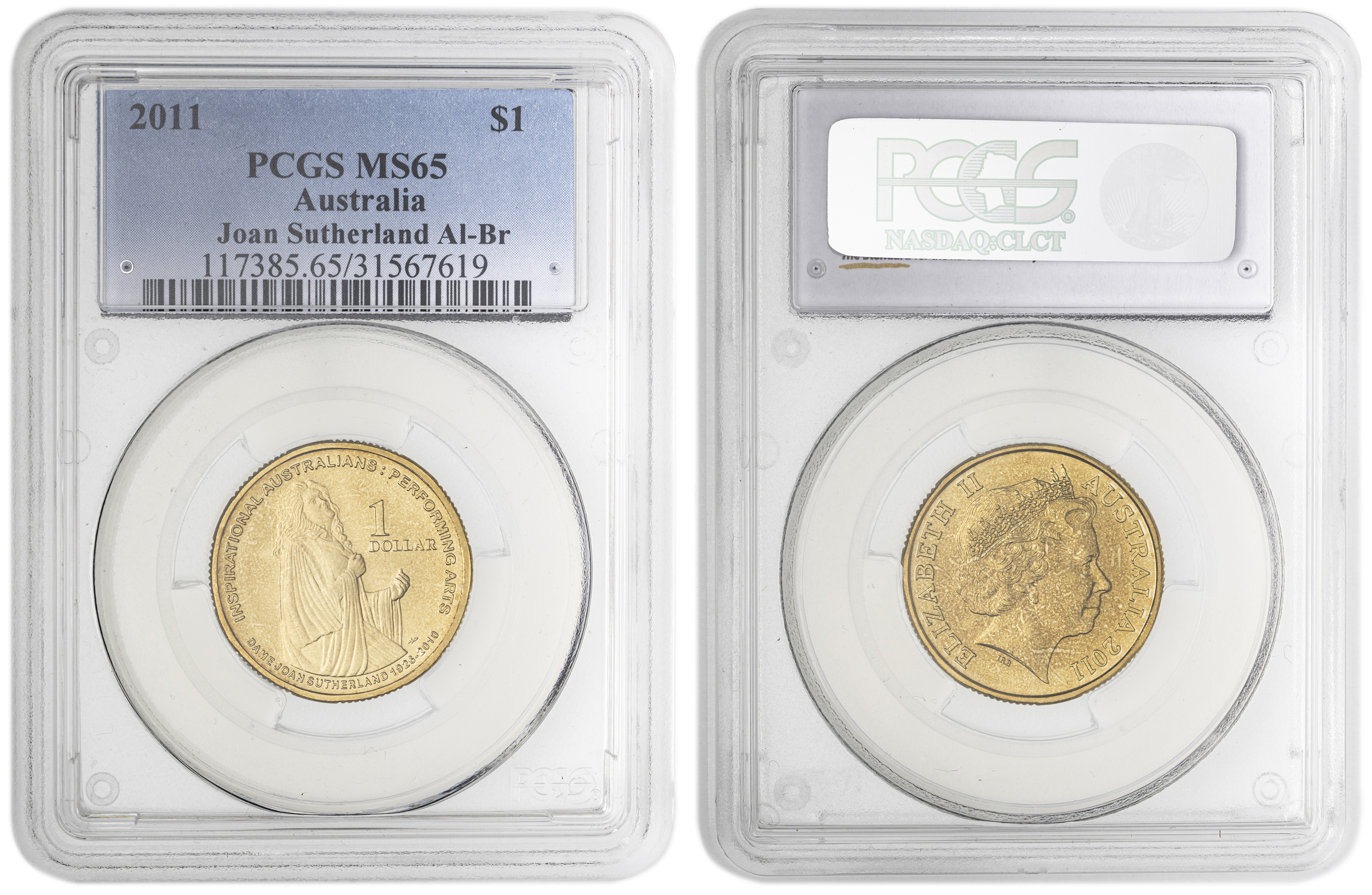 Joan Sutherland Al-Bronze , One Dollar, 2011, PCGS MS65