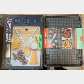 CORE KITCHEN SERVE BOARD + KNIFE SET 3 PIECE & BAKING SHEETS 3 PACK