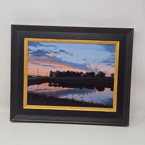 Brian K. Slawson Rural Homestead by Pond - Original Oil Painting