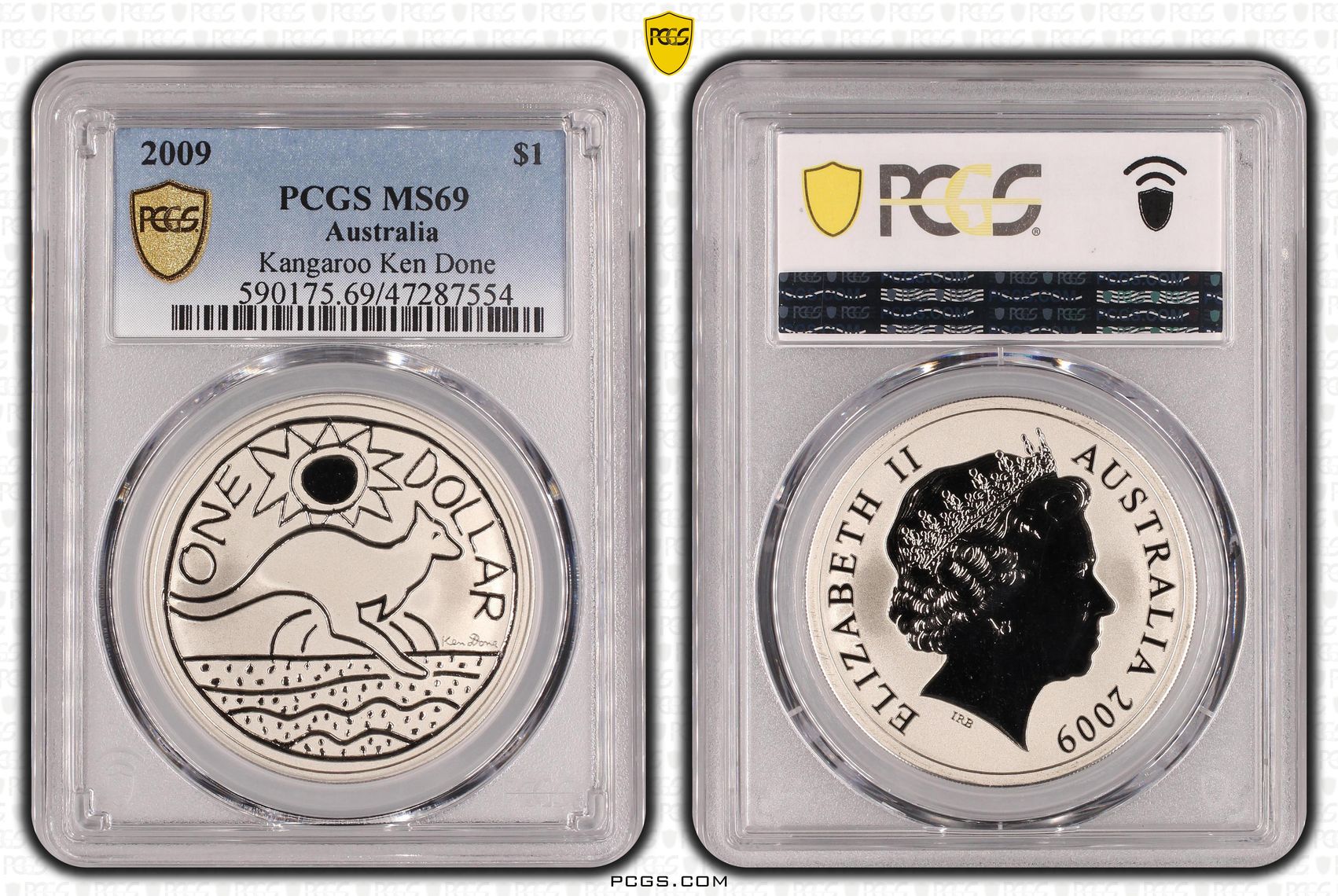Elizabeth II, Kangaroo Ken Done, One Dollar, 2009, PCGS MS69
