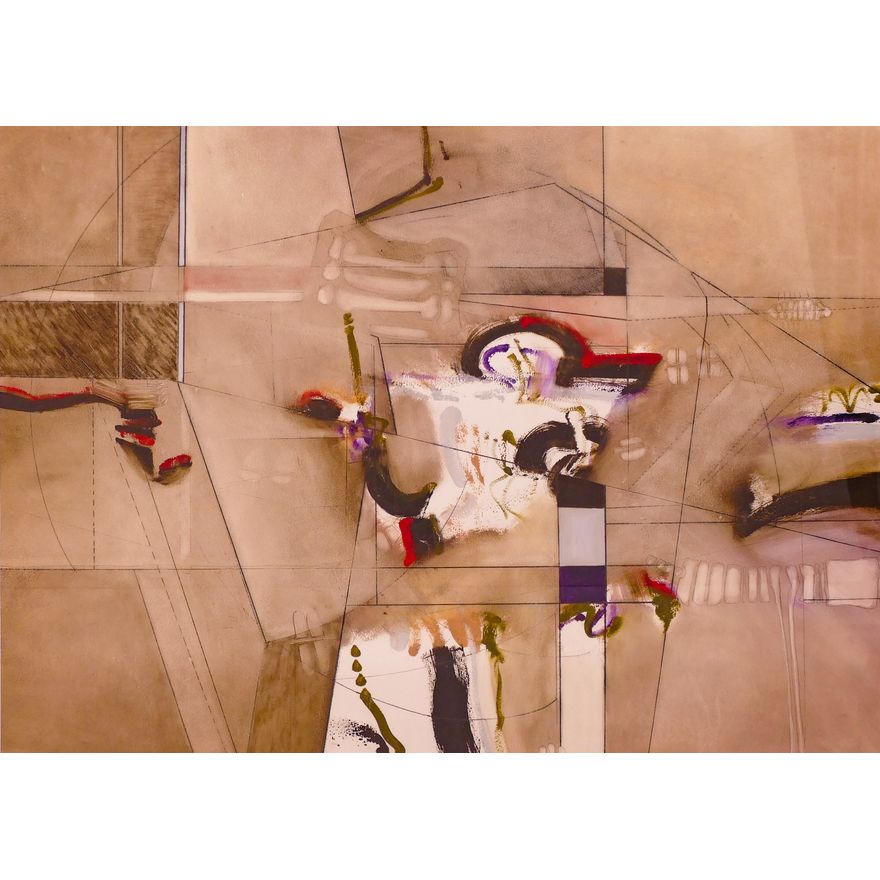 Karen Lorene Bell 'Post Modern Praire' Mixed Media Framed- 40x52''