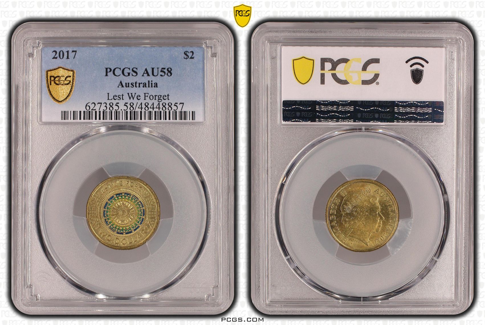 Elizabeth II, Lest We Forget, Two Dollar, 2017, PCGS AU58