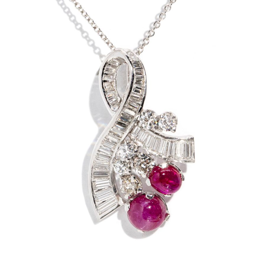 1.00 Carat Diamond & Ruby Platinum Pendant & Chain
