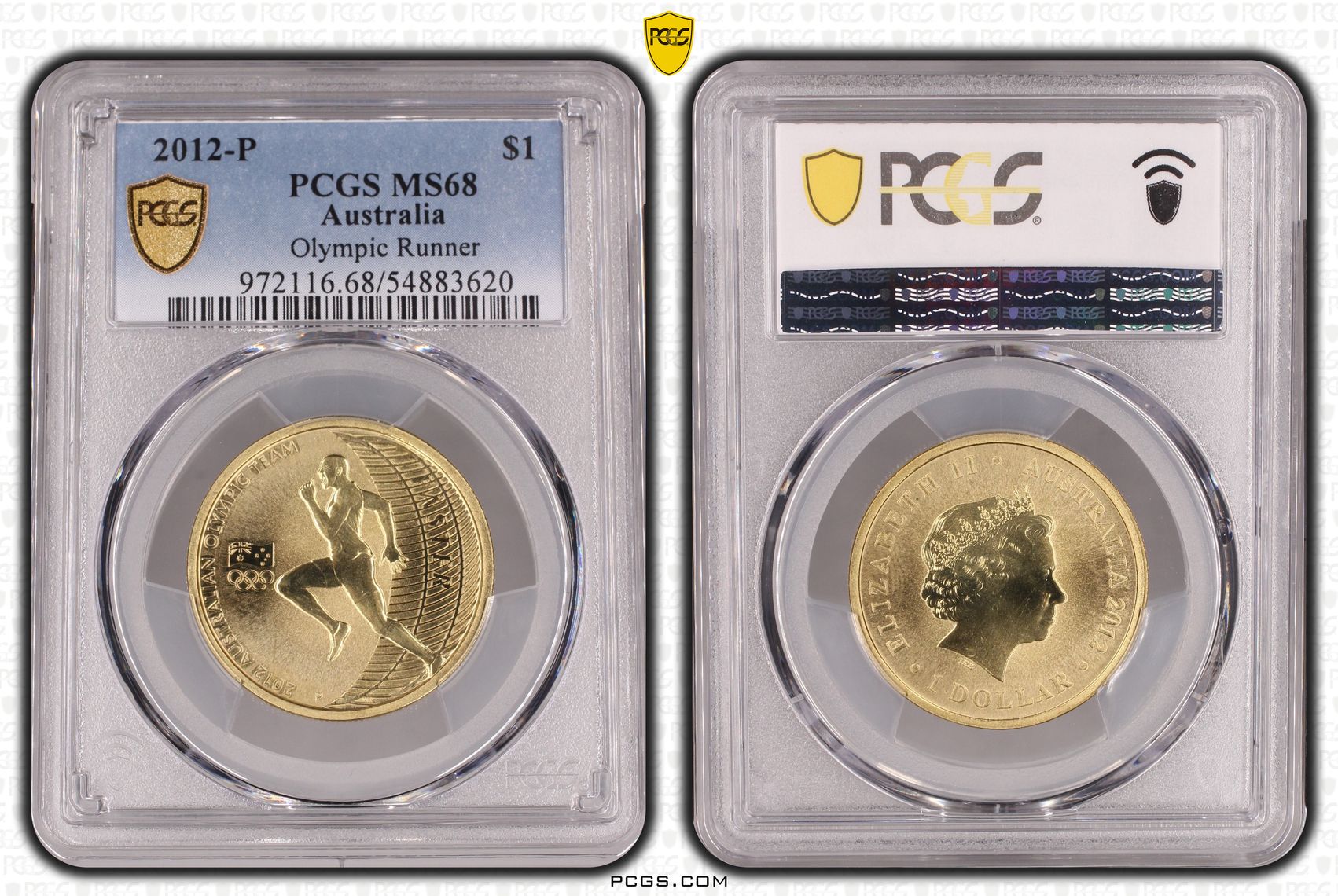 Olympic Runner, One Dollar, 2012-P, PCGS MS68