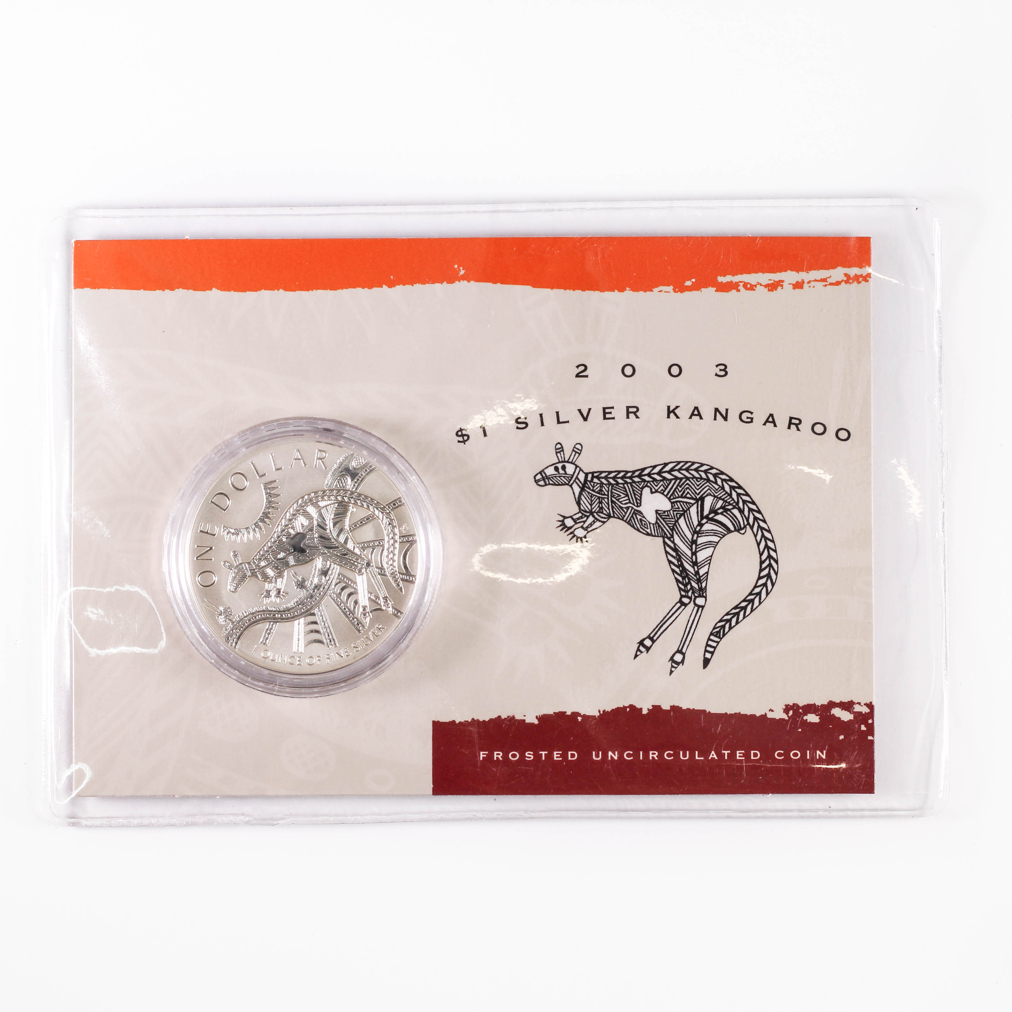 2003 RAM $1 Fine Silver Kangaroo 1oz Frosted Uncirculated Coin - Carded