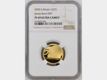 2020 QEII JAMES BOND 'SHAKEN NOT STIRRED' PROOF 1/4oz GOLD 25 POUND COIN PF69 ULTRA CAMEO