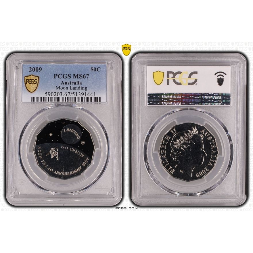 Moon Landing Colroized, Fifty Cent, 2009, PCGS MS67