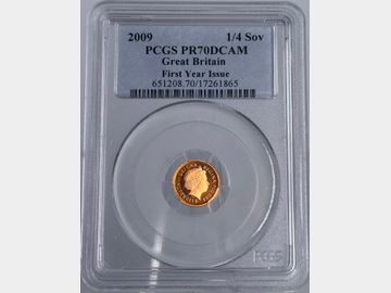 2009 ELIZABETH II PROOF GOLD QUARTER SOVEREIGN PR70 DCAM TOP POP! (FIRST YEAR OF ISSUE)