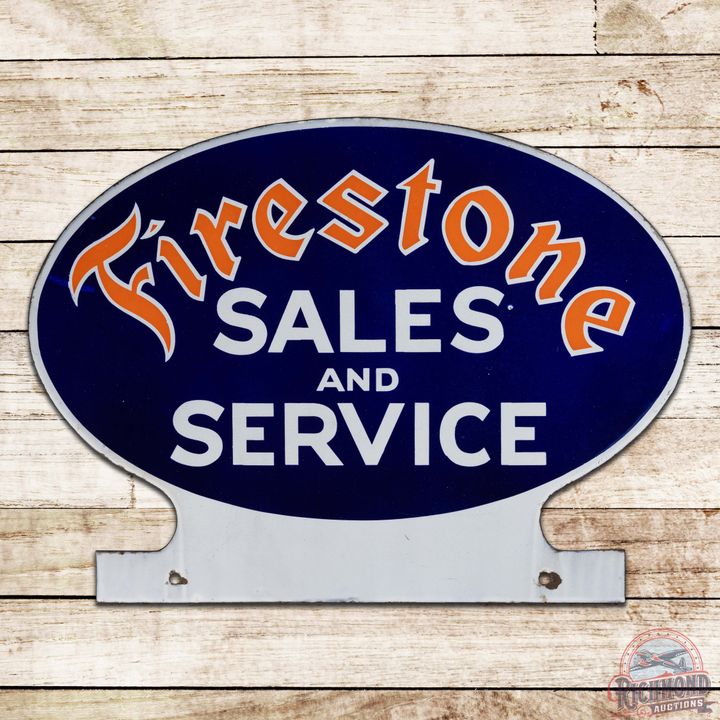 Firestone Sales and Service Die Cut Single Sided Porcelain Keyhole Sign