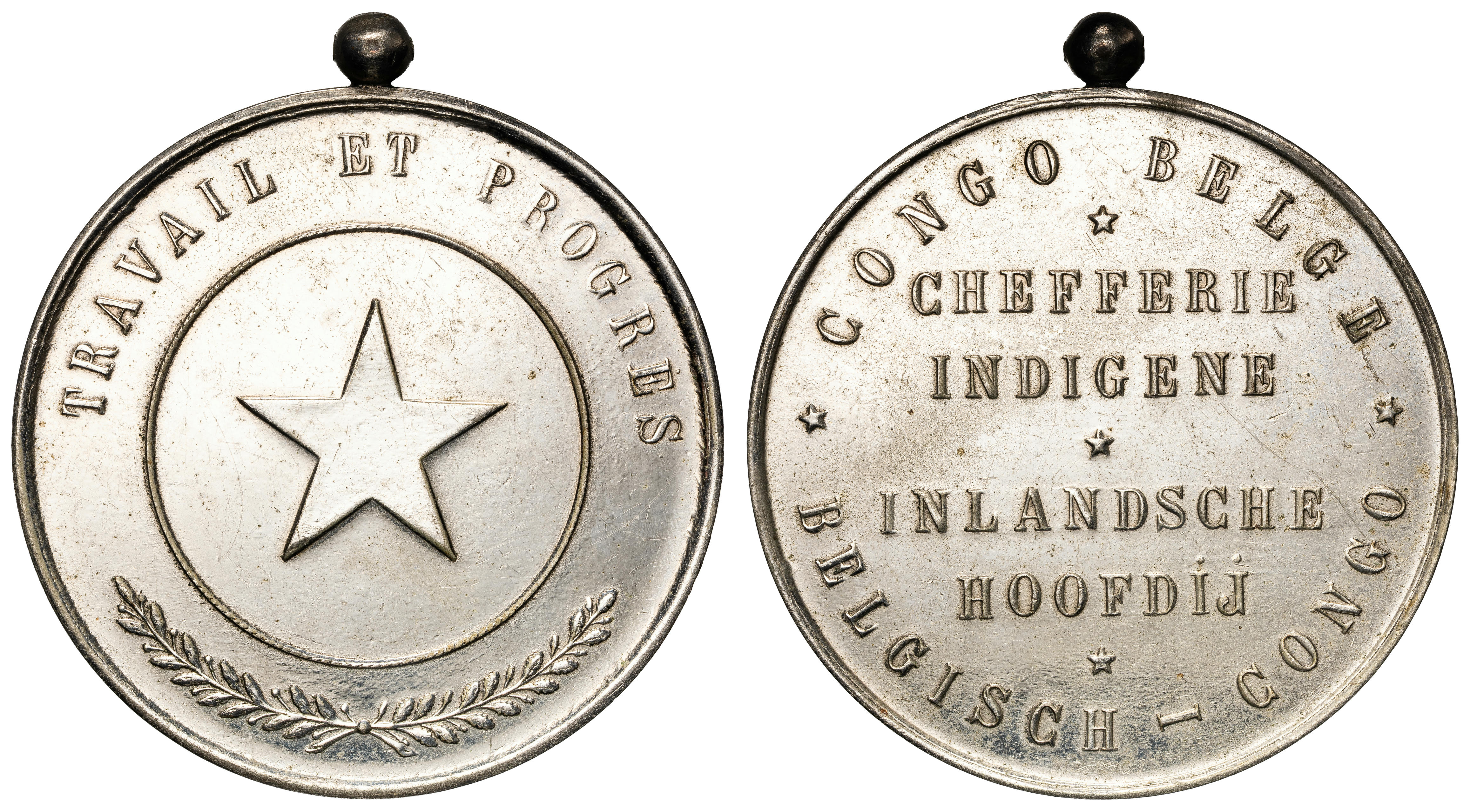 218 · Congo Free State, King Leopold II, Chief's Medal, c1890, in nickel plated bronze