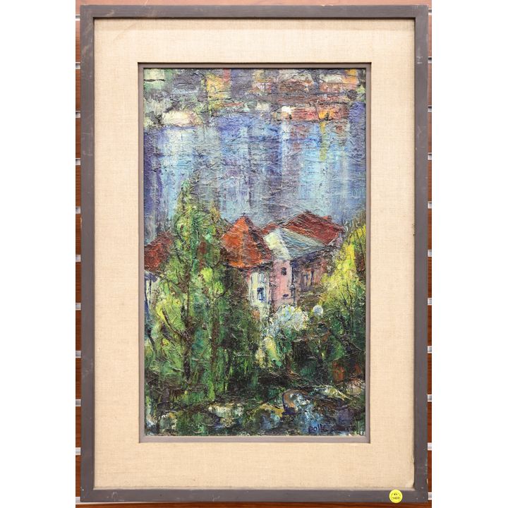 Polly Clark (WA) Abstract Lake Union Oil Painting Framed 29''x20''