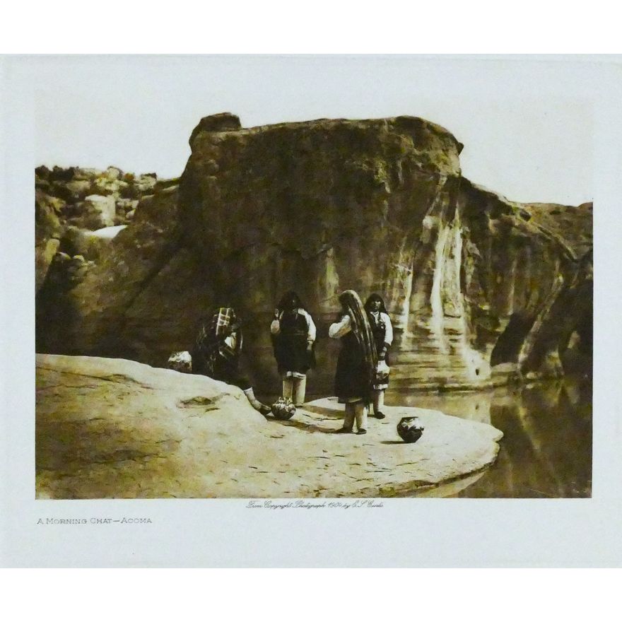 Antique Edward Curtis ''A Morning Chat - Acoma'' Photogravure 11''x13'' Sheet