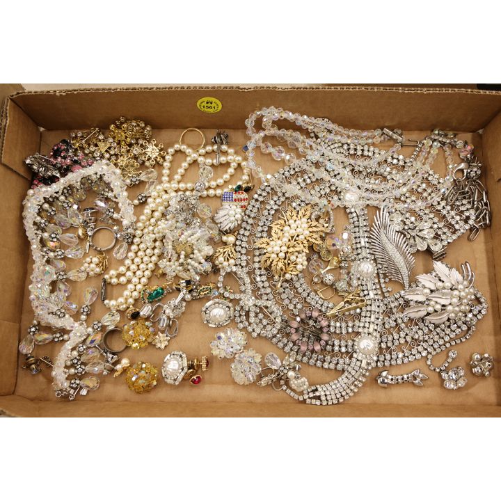 Box Vintage Rhinestone Costume Jewelry