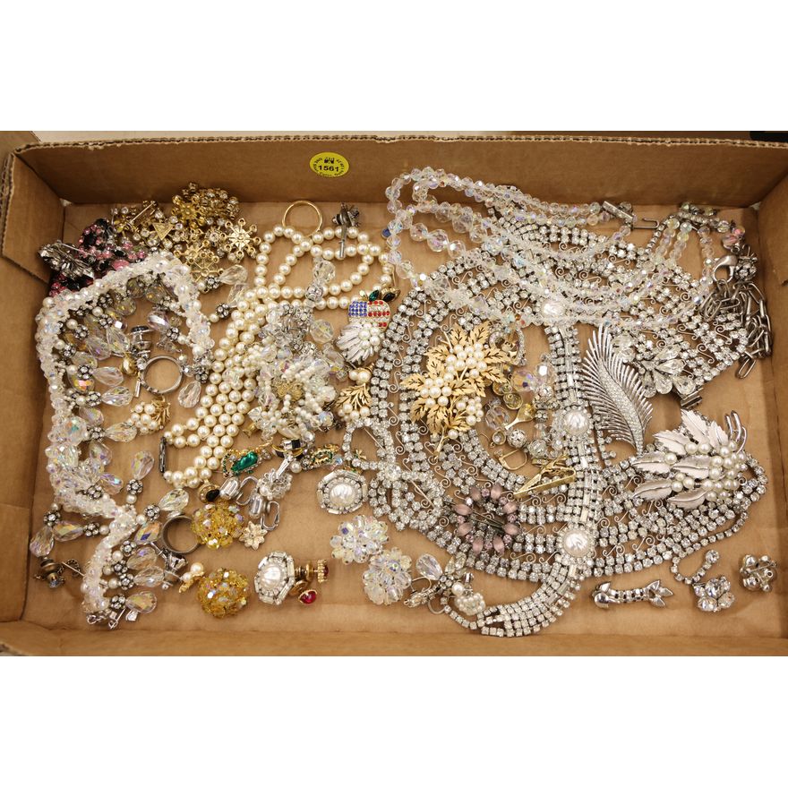 Box Vintage Rhinestone Costume Jewelry